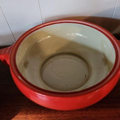 Vintage Hall Sundial Casserole Dish Chinese Red Art Deco