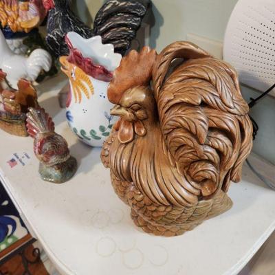 Rooster Chicken Cookie Jar Atlantic Mold Brown Farmhouse Country Americana 10.5"