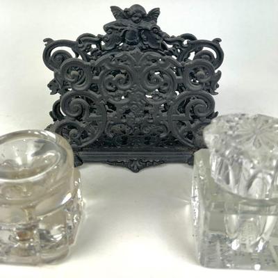 #234 • Two Glass Inkwells and One Cast Iron Letter Holder
WWW.LUX.BID
