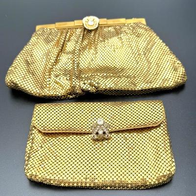 #224 • Whiting & Davis Golden Metal Mesh Clutch Purses with Ornate Closures - 2 Pieces
WWW.LUX.BID