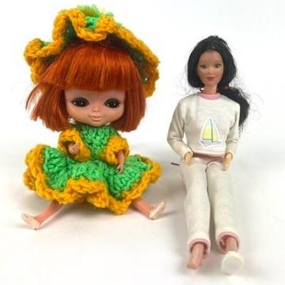#351 • 1960's Kamar Mona Doll And Vintage Barbie In Sailboat Sweat Suit
WWW.LUX.BID