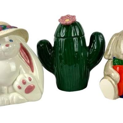 #283 • Treasure Craft Bunny and Cactus, Dayton Hudson Billy Bunny Cookie Jars
WWW.LUX.BID