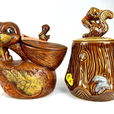 #145 • Two California Original Cookie Jars - Squirrel on a Stump and Pelican with Baby
WWW.LUX.BID
