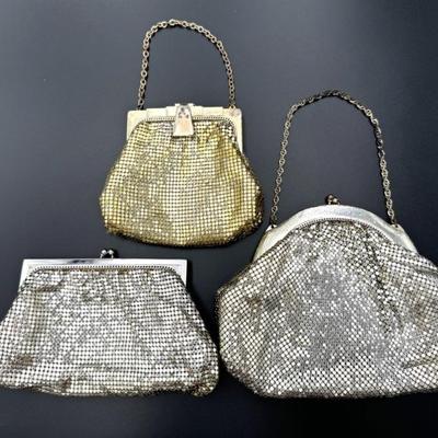 #229 • Whiting & Davis Silver & Gold Metal Mesh Purses with Pinch Snap Closures - 3 Pieces
WWW.LUX.BID