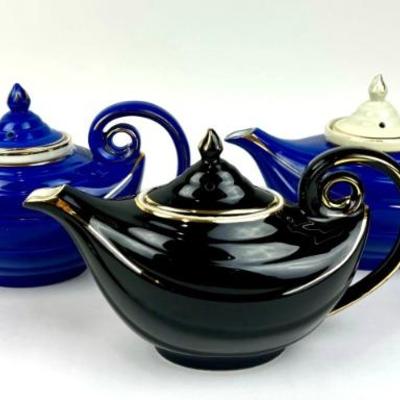 #25 • Three Hall Aladdin Teapots - Cobalt Blue & Black
WWW.LUX.BID