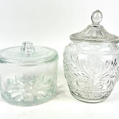 #218 • 1930's Sanitary Cheese Preserver And Anchor Hawking Crystal Sandwich Cookie Jar
WWW.LUX.BID