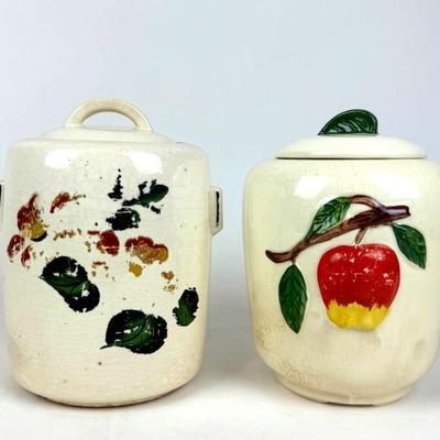 #146 • Two McCoy Cream Cookie Jars - Apple & Flowers
WWW.LUX.BID