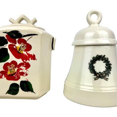 #335 • Two McCoy Cookie Jars - Red Flowers & Christmas Wreath
WWW.LUX.BID