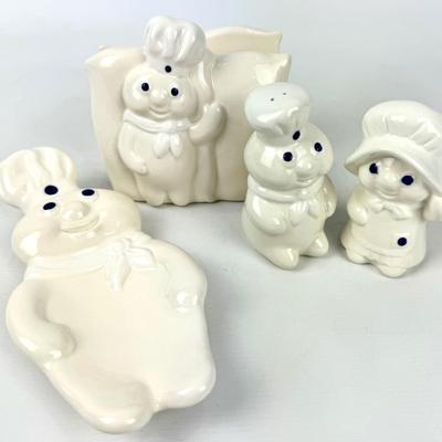 #127 • Pillsbury Doughboy Spoon Rest, Napkin Holder, S&P Shakers
WWW.LUX.BID