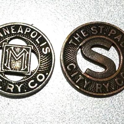 #352 • Minneapolis & St. Paul 1940's Railway Companies Street Car / Train Tokens
WWW.LUX.BID