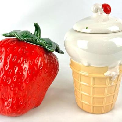 #138 • Ceramic Strawberry and Ice Cream Cone Cookie Jar
WWW.LUX.BID