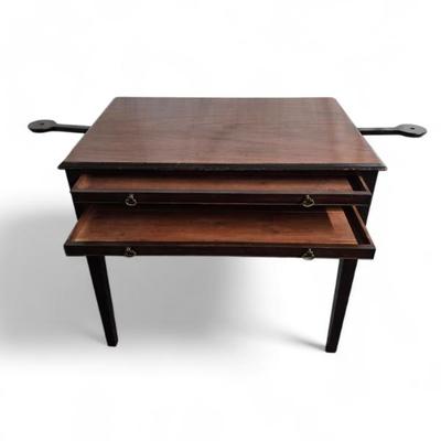 Antique Mahogany architetcts desk with candel holders 