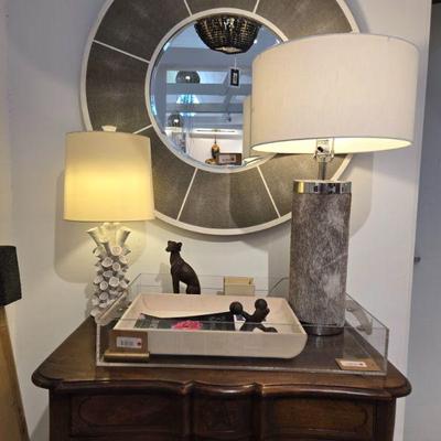 Shagreen mirrror, Hide lamps (2 avail) accessories
