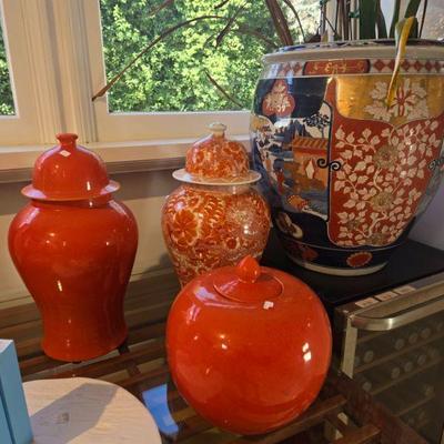 orange porcealin urns 