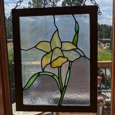 Daffodil Stained Glass Stained Glass Window Panel with Flower Design