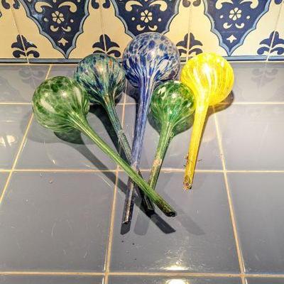 Hand-Blown Glass Watering Globes - 5 Piece Set