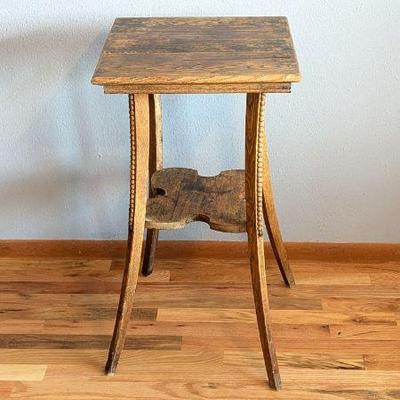Vintage Wooden Side Table - Carved Legs & Lower Shelf