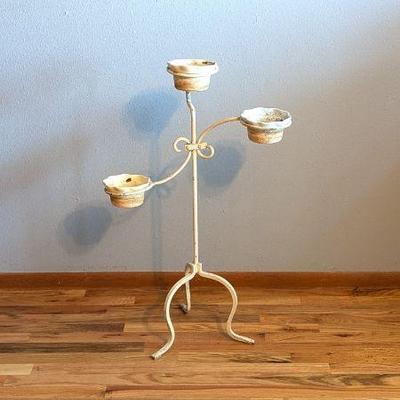 Vintage Metal Plant Stand with Three Holders
