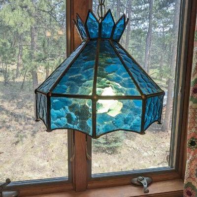 Blue Stained Glass Hanging Lamp