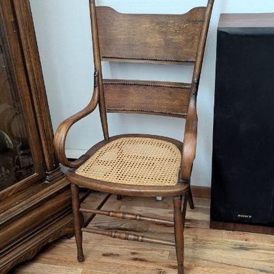 Antique Wooden Chair with Cane Seat