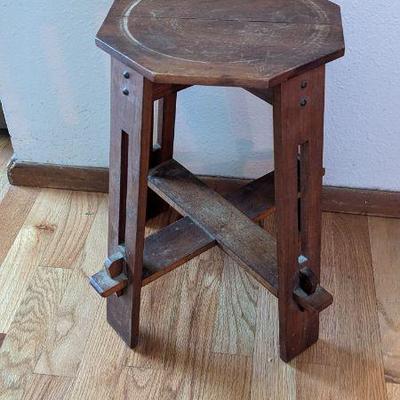  Antique Wooden Octagonal Stool or Plant Stand