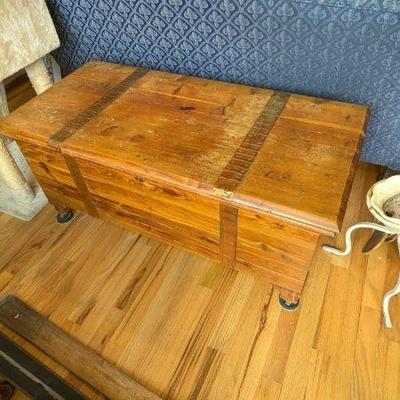 Handcrafted Wooden Storage Chest on Wheels