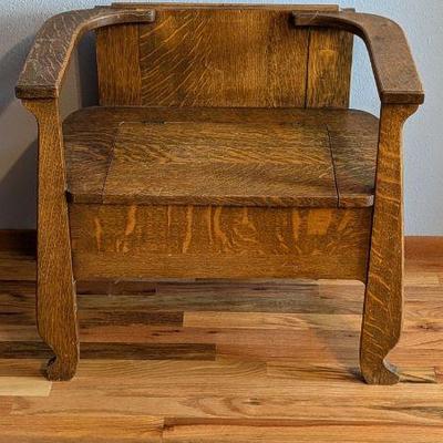 Antique Oak Wood Storage Bench
