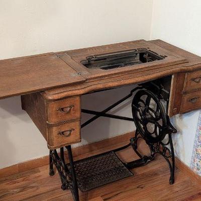 Antique Treadle Sewing Machine Table - White Brand