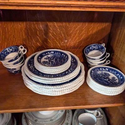 Vintage Copeland England Spode's Tower Blue Dinnerware Lot
