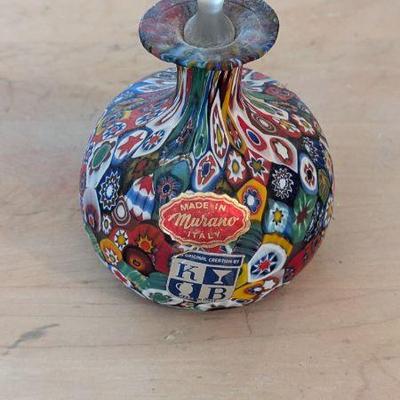 Murano Glass Perfume Bottle - Colorful Millefiori Design, Italy
