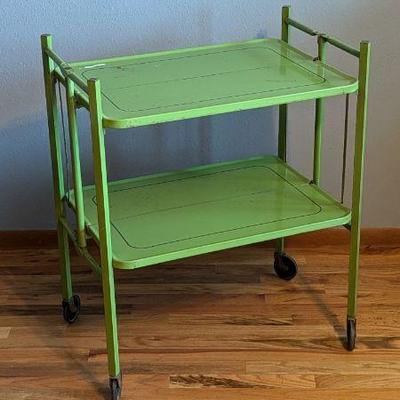 Vintage Mid Century Relyon Products Corp. Folding Metal Cart, Green