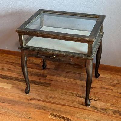 Decorative Display Table with Glass Top and Drawer by The Bombay Company