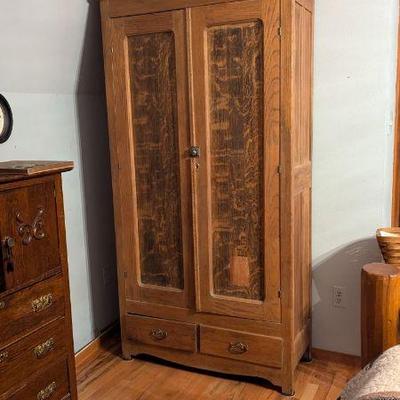  Antique Wooden Wardrobe with Storage Drawers