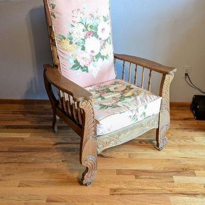 Antique Wood Morris Recliner Chair