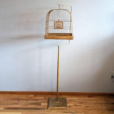 Antique Crown Bird Cage on Stand