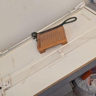 Vintage Drafting Table & Antique Sears Roebuck Paper Cutter Lot
