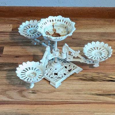 Antique Victorian Cast Iron 3-Arm Oil Lamp/Candle or Plant Holder