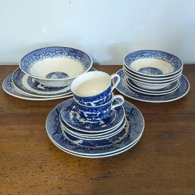 Willow Ware by Royal China Blue and White Dinnerware Set