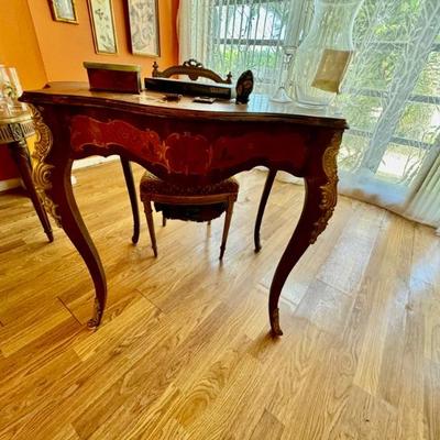 Antique Chippendale style desk and vintage chair 