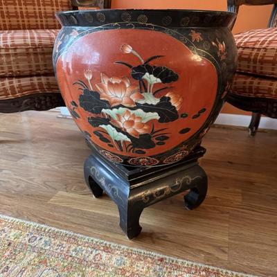 Hand painted porcelain with Koi fish painted inside 