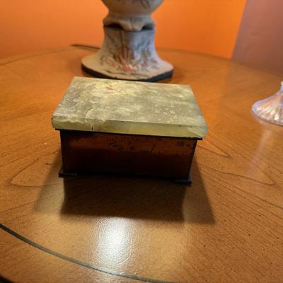 Jade & copper jewelry box 