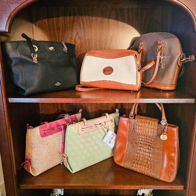 Coach, Dooney, and Brahmin handbags. New and vintage