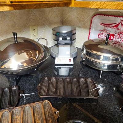 Electric wok, cast iron, electric skillet, fancy double waffle maker