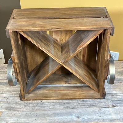 Pottery Barn Wine Crate | PB Storage/Display Wine Crate with center X and metal handles. - l. 16.75” x w. 11” w/hand x h. 16” in

