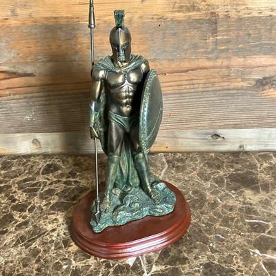 Toscano Spartan Gladiator Statue | Legendary Spartan Warrior, Helmeted Gladiator statue made by Design Toscano. Metal in a brass/bronze...