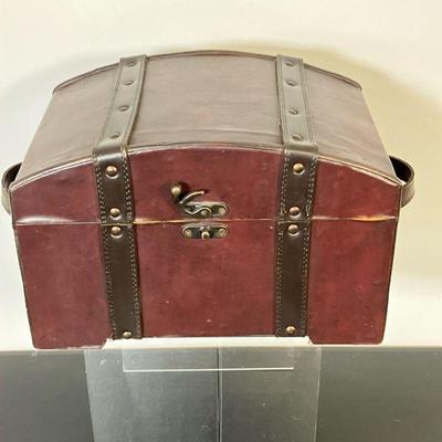 Leather Dome Carrying Case | Small leather covered wood case with dome top. - l. 12.5” x w. 8.5” x h. 8.75” in

