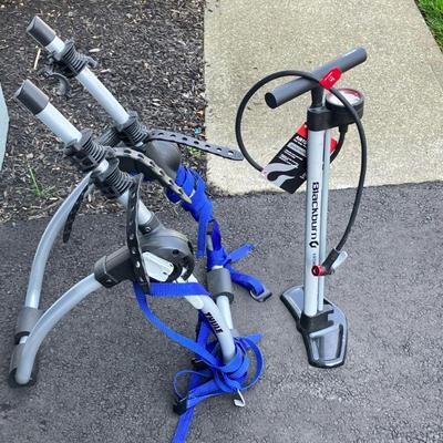 (2pc) Thule Bike Rack & Blackburn Pump | *Thule Trunk Bike Rack for two bikes. *Blackburn Air Tower Floor Pump with Tag. - l. 18” x...