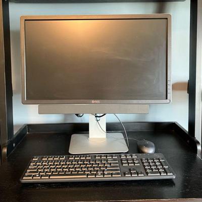 (2pc) Dell Screen & Keyboard | Dell 22” diagonal measured Flat Screen and Dell Keyboard. - l. 21.5” x w. 7” Base x h. 20” in

