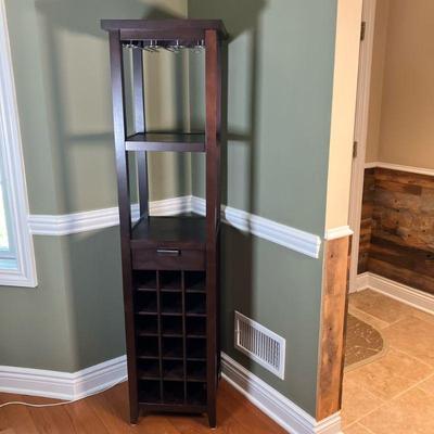 Crate & Barrel Wine Rack | Crate & Barrel Madison dry bar wine rack tower, in the expresso finish. Storage for 18 wine bottles,...