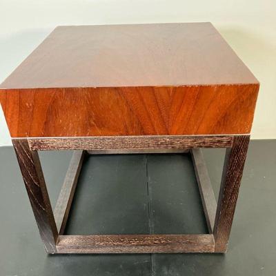 Crate & Barrel Modern Table | C&B low end table with nicely grained surface .“Made in Mexico” Lot# 450. - l. 17.75” x w. 17.75” x...